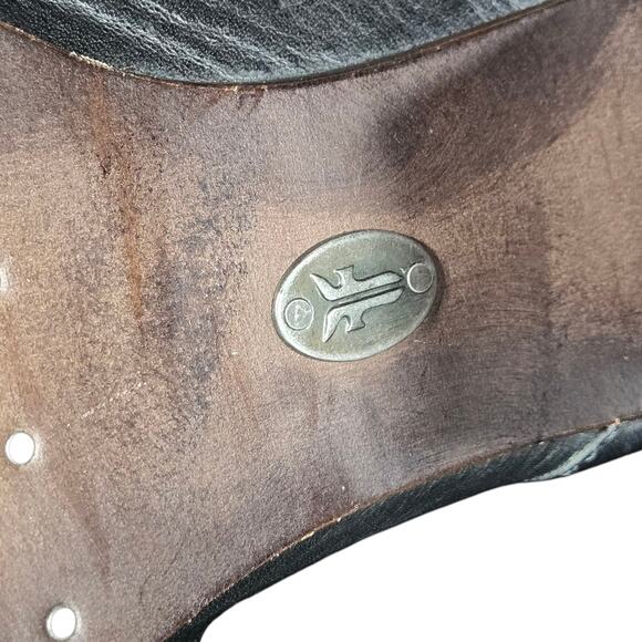 Frye Jessica Clog Womens 9.5 Black Leather Platform Braid Wood Heel Western - Picture 12 of 12